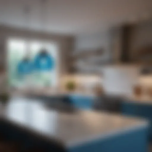 Elegant blue island pendant lights illuminating a modern kitchen