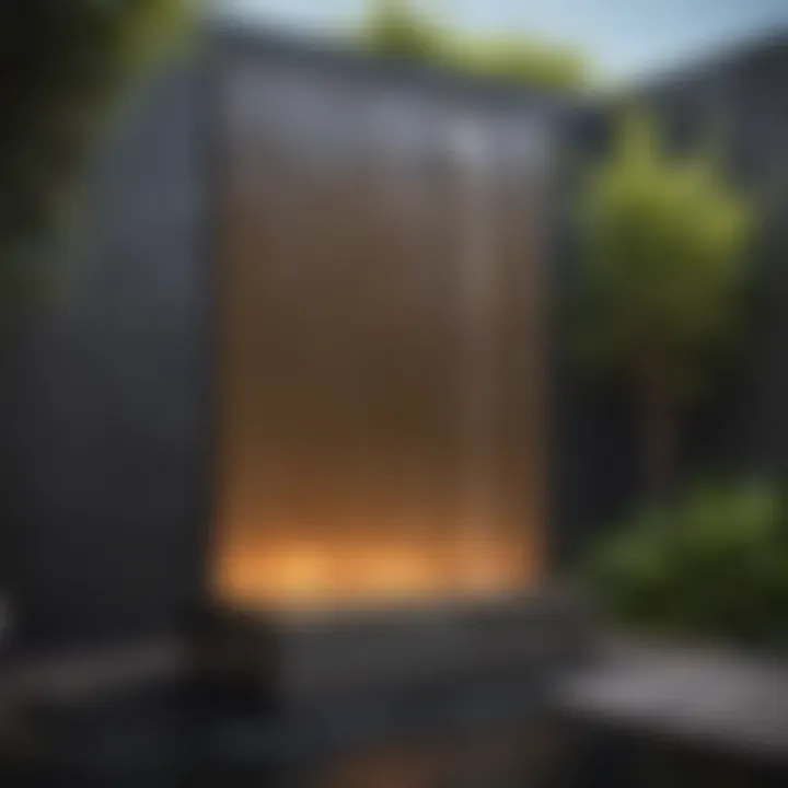 Modern metal water feature complementing contemporary outdoor design