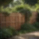 A wooden fence with a rustic finish complementing a garden landscape