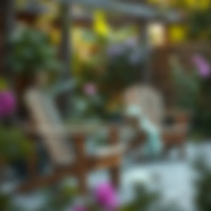 Rustic Wooden Patio Chairs in a Garden Setting Rustic wooden patio chairs in a garden setting