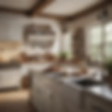 Aesthetically Pleasing Decor in a Farmhouse Kitchen Stylishly arranged farmhouse kitchen with decorative elements