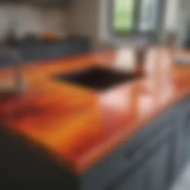 Composite countertop with vibrant colors in a modern kitchen