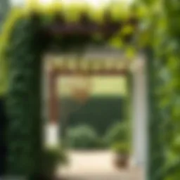 Elegant narrow pergola design with climbing vines