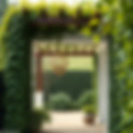 Elegant narrow pergola design with climbing vines
