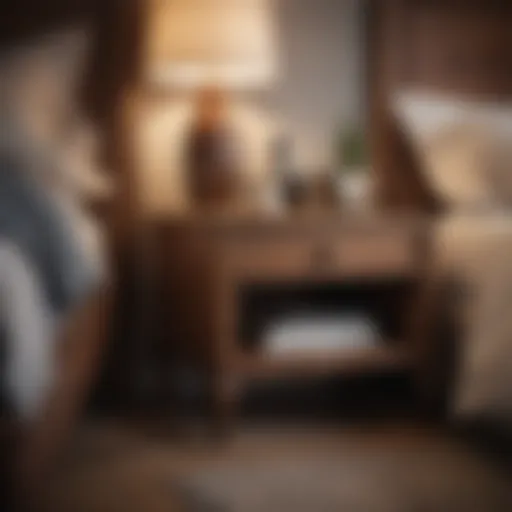 Elegant wooden nightstand set in a cozy bedroom setting