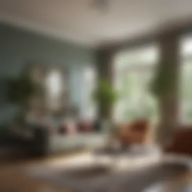 Elegant Living Room with 'No More Drama' Paint Elegant living room featuring 'No More Drama' paint color on the walls