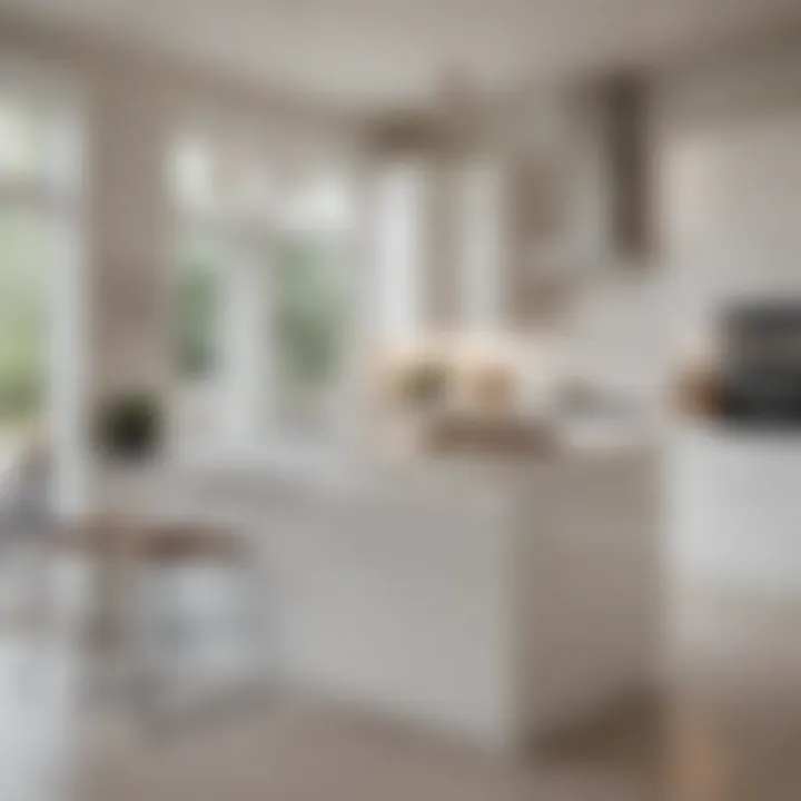 Elegant white cabinetry in a modern kitchen showcasing crisp lines and subtle undertones