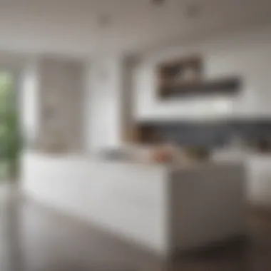 Stylish kitchen design featuring white cabinets paired with contrasting elements and textures