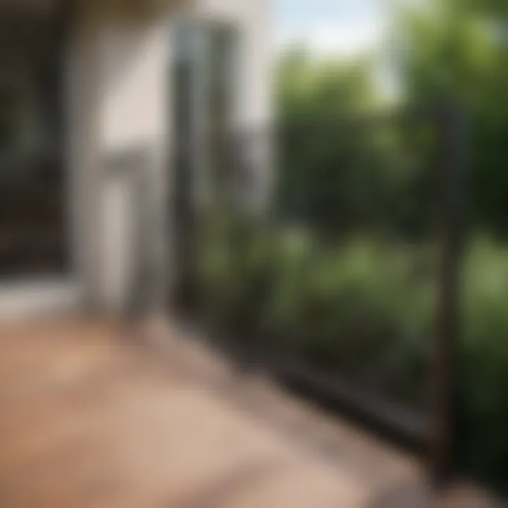 Contemporary metal railing with decorative privacy features