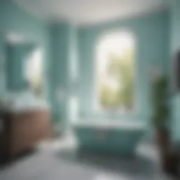 A serene bathroom painted in soft aqua, showcasing a tranquil ambiance.