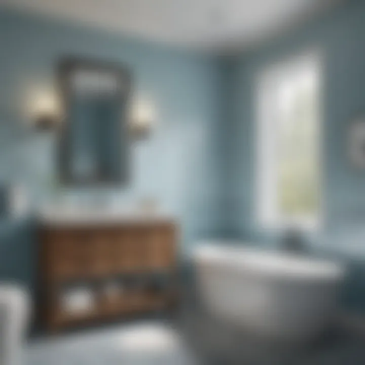 Elegant bathroom featuring Sherwin Williams sky blue paint