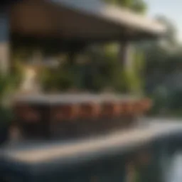 Elegant stand-alone island with modern seating