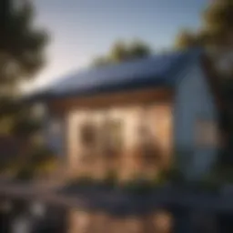 Modern sustainable small house with solar panels