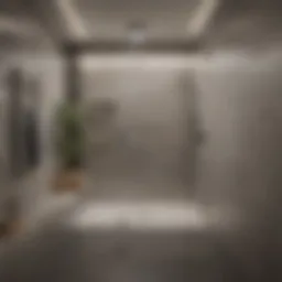 Stylish walled walk-in shower with modern fixtures