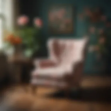 Floral Chair in a Chic Living Room Floral chair styled in a chic living room setting
