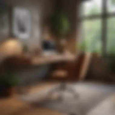 Cozy Workspace with Light Brown Furniture Cozy workspace featuring light brown furniture and calming aesthetic.