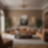 Elegant light brown living room furniture arrangement that exudes warmth.