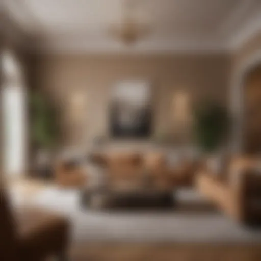 Elegant light brown living room furniture arrangement that exudes warmth.
