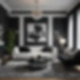 Elegant black and white living room