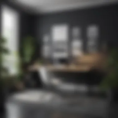 Functional Workspace in Monochrome Functional workspace featuring monochrome decor
