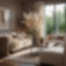 Lush female pampas grass in a contemporary living room setting