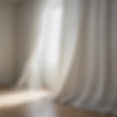 A Dance of Fabric and Light Close-up of white curtains billowing against white walls