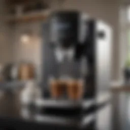 Sleek and modern bean to cup coffee maker on a kitchen counter