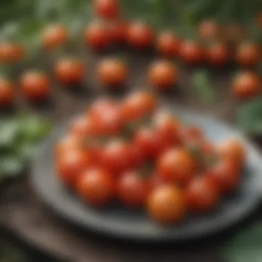 A vibrant display of various cherry tomato varieties in a garden setting