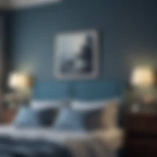 A serene bedroom painted in calming blue hues