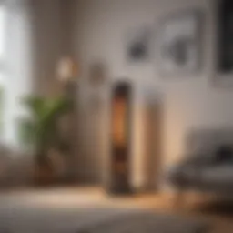 An elegant electric heater in a modern living room setting