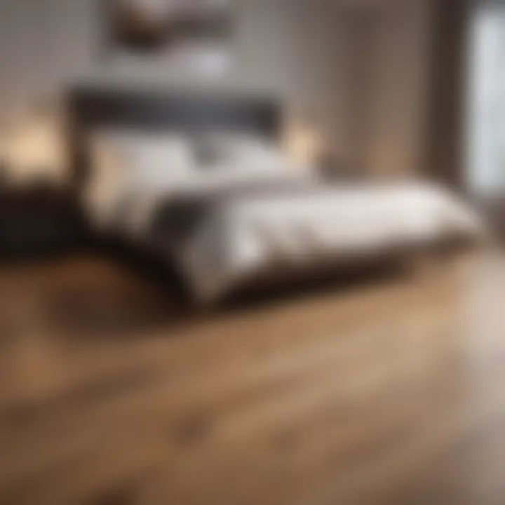 Elegant bedroom featuring polished wood flooring