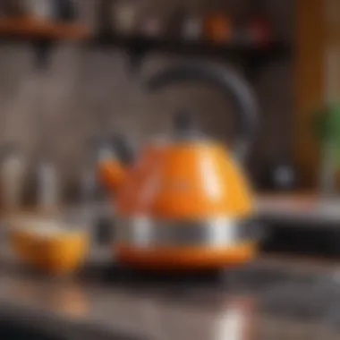Vibrant Charm: A Colorful Retro Kettle Colorful retro kettle set against a vibrant kitchen backdrop