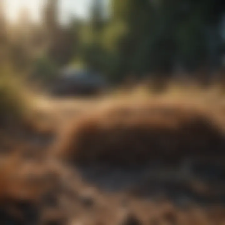 Compost pile with dry grass as a key ingredient