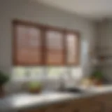 Elegant wooden shutters enhancing kitchen window