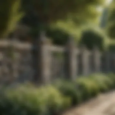 A cozy garden space with a decorative stone fence