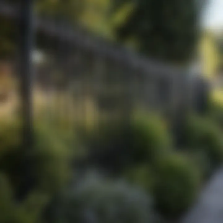 A modern metal garden fence providing a sleek border
