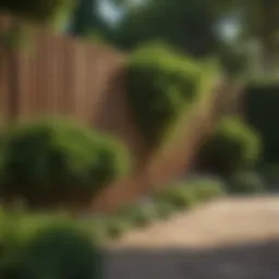 A stylish wooden garden fence surrounded by vibrant greenery