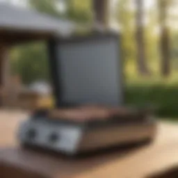 A propane BBQ griddle showcasing its sleek design and cooking surface