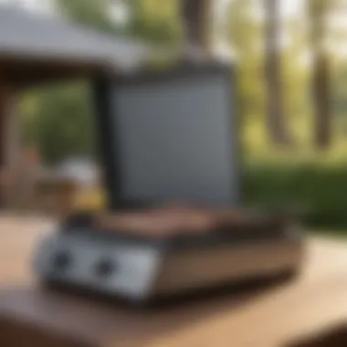 A propane BBQ griddle showcasing its sleek design and cooking surface
