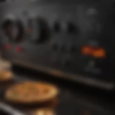 Close-up of the Wolf countertop oven air fryer control panel illustrating its advanced features.