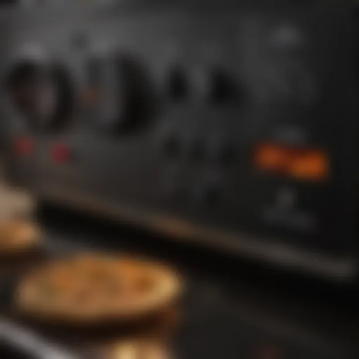 Close-up of the Wolf countertop oven air fryer control panel illustrating its advanced features.
