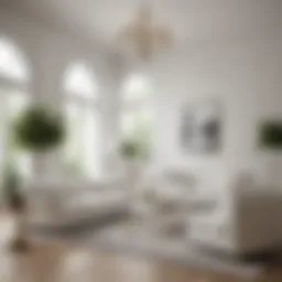 A serene living room featuring an all-white color palette