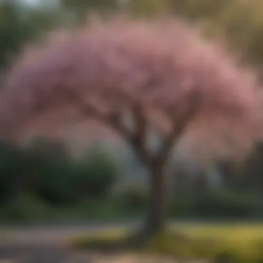 A detailed diagram showing the botanical characteristics of the weeping cherry blossom tree