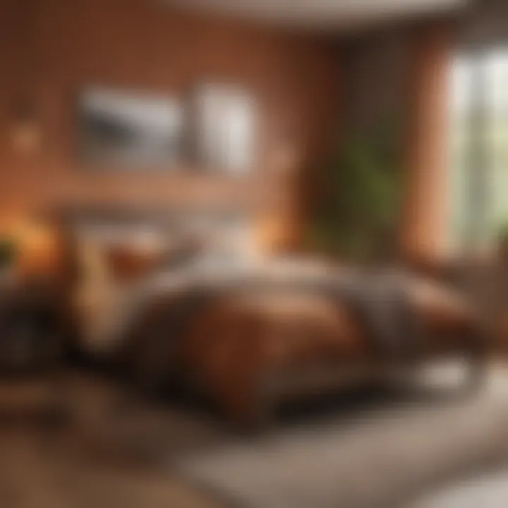 Cozy bedroom with warm earthy tones