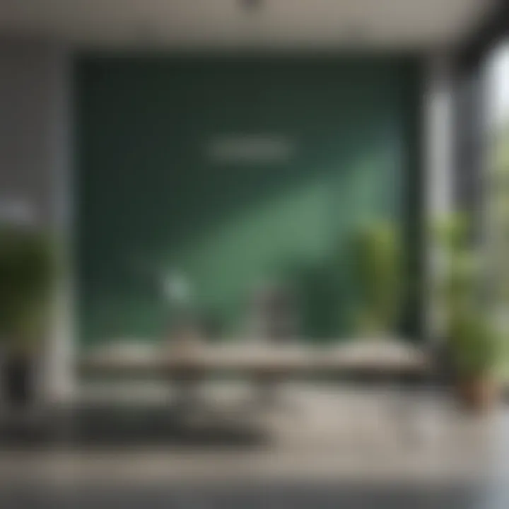 Modern office space with calming green hues