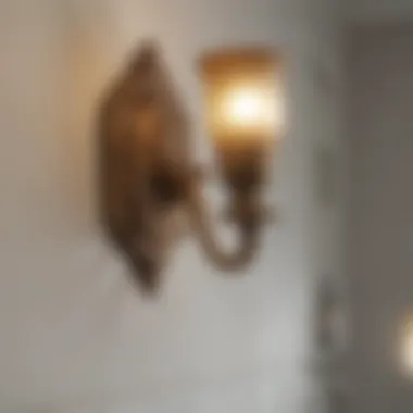 Brass Sconces: A Touch of Class Close-up of a brass sconces illuminating a classic bathroom.