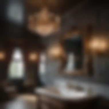 Ornate Chandeliers: Statement Pieces Bathroom featuring ornate chandeliers complementing traditional decor.