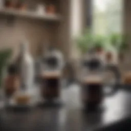 Elegant two-cup French press coffee maker on a countertop