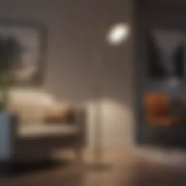 Chic Floor Lamp in a Modern Office Setting Chic floor lamp adding character to a contemporary office
