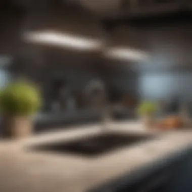 Innovative LED Lighting in an Industrial Kitchen Innovative LED light fixture integrated into an industrial-style kitchen